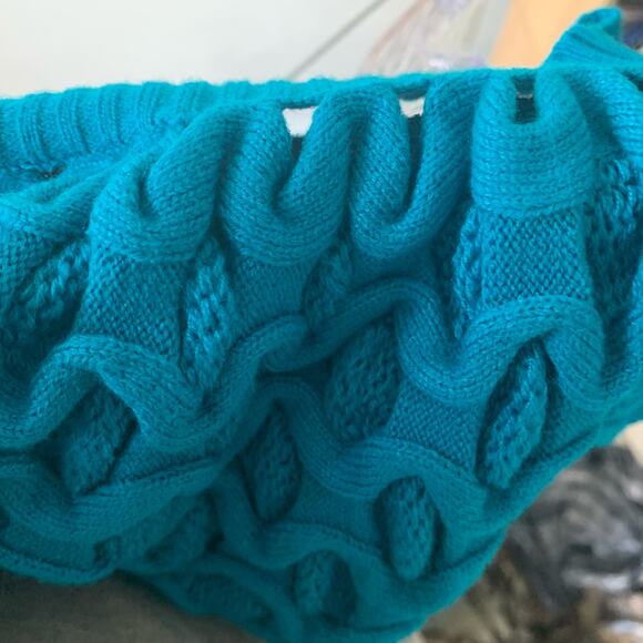Once Again Size Large Teal Puffy Textured Short Sleeve Sweater - Picture 5 of 5